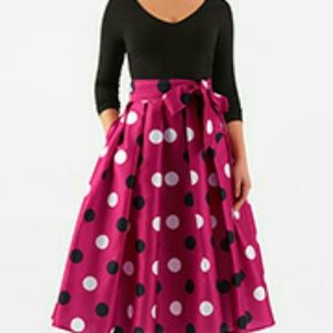 Polka dot print dupioni mixed media dress eshakti